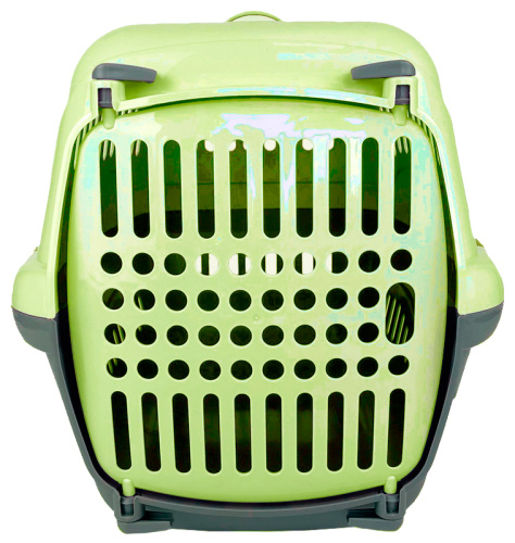Зооэкспресс 17213, переноска "Турне" S с пласт.дверцей 42*29*29,5 см зеленая