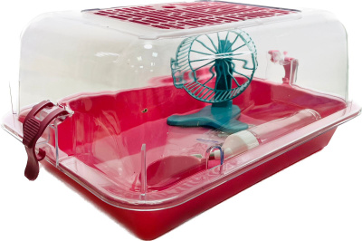 Клетка-террариум Зооэкспресс, для грызунов с пласт. дверкой и комплектацией 33х24х15, малый, розовый