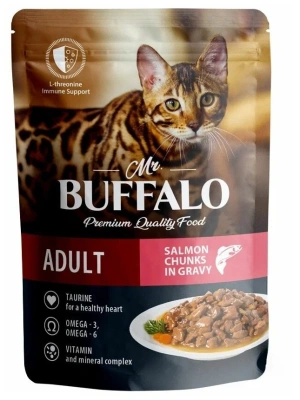 Влажный корм Mr. Buffalo Hair&Skin для кошек с чувствительной кожей Лосось в соусе 12*85г
