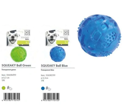 Мяч-пищалка для собак, голубой, д. 6,3 см  M-pets 