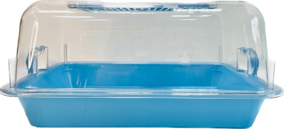 Клетка-террариум Зооэкспресс, для грызунов с метал. дверкой и компл., 40х27х18, средний, голубой