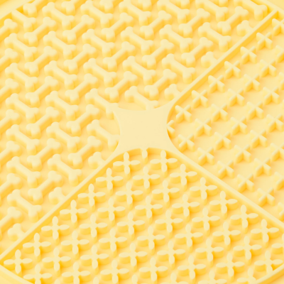 Лизательный коврик Mr.Kranch для медленного поедания, силиконовый, диаметр 20 см, желтый с лопаткой