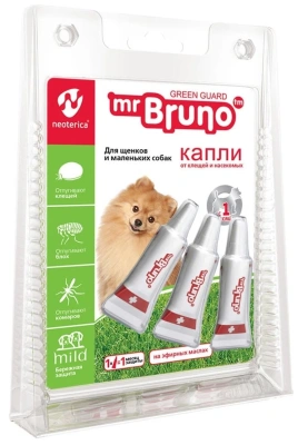 Капли репеллентные Мистер Бруно для щенков и маленьких собак до 10кг, 1мл*3пипетки