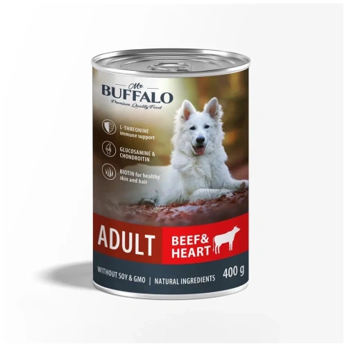 Влажный корм Mr.Buffalo взрослых для собак Говядина и сердце 6*400г