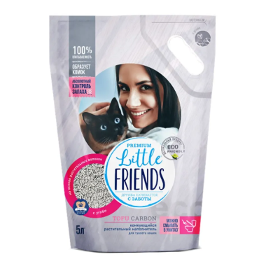 Литтл Френдс Наполнитель комкующийся растительный Tofu Carbon 5л