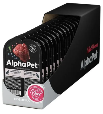 Влажный корм Alphapet Superpremium для взрослых собак оленина и северные ягоды 15*100 г.