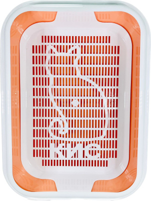 Зооэкспресс 11161 Туалет с сеткой и рамкой-бортиком "МЕГАКИС" (оранжевый, 42 х 30 х 11)