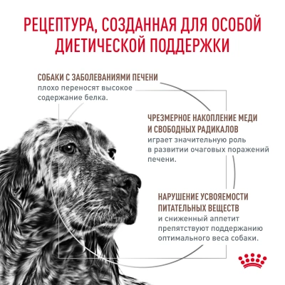 Сухой ветеринарный корм Royal Canin для  собак  Hepatic, при болезнях печени - 1,5кг