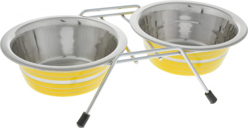 VM, Миска для домашних животных металлическая двойная цветная 360 мл, VМ-3000 (G)