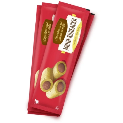 Деревенские лакомства 4 шт х10 г мини-колбаски для кошек с пюре из говядины