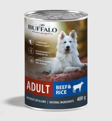Влажный корм Mr.Buffalo взрослых для собак Говядина с рисом 6*400г