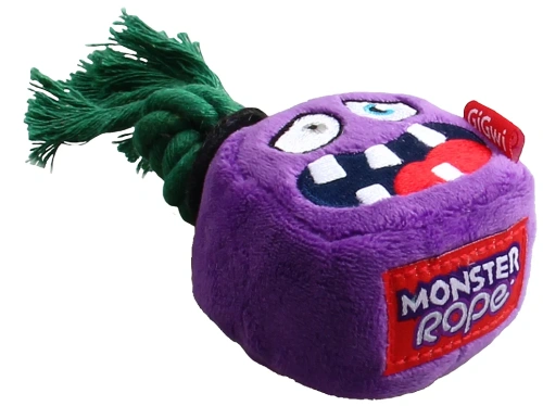 Игрушка для собак GiGwi "MONSTER ROPE" Монстр с веревкой и пищалкой 8см