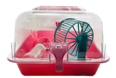 Клетка-террариум Зооэкспресс, для грызунов с метал. дверкой и компл., 33х24х15, малый, розовый