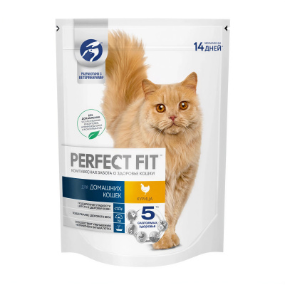 Сухой корм PERFECT FIT для домашних кошек с курицей, 650г