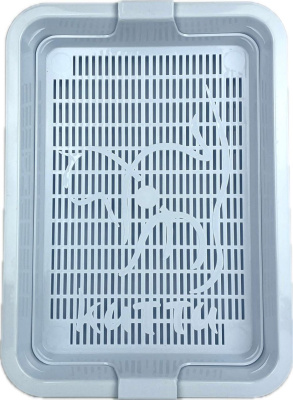 111102 Туалет КИТТИ для кошки с сеткой малый 32,5*23,5*5 см светло-голубой