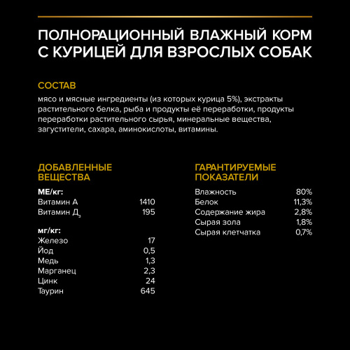 Purina PRO PLAN Weight Control Консервированный корм для взрослых собак, контроль веса, курица 85 г