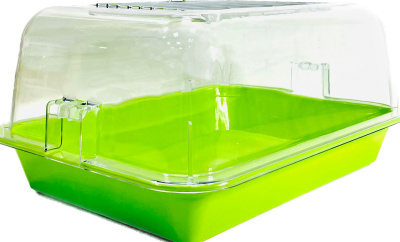 Клетка-террариум Зооэкспресс, для грызунов с метал. дверкой и компл., 40х27х18, средний, зеленый