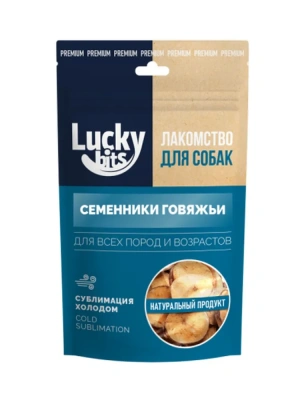 Лакомство Lucky bits для собак, сублимированное, Семенники говяжьи 43г