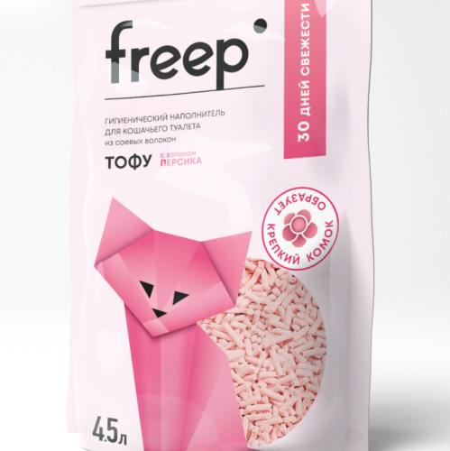 Наполнитель Фрип Тофу комкующийся Персик 4,5л 