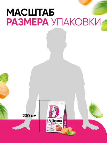 Сухой корм Delicana для собак мелких пород с говядиной и овощами 0,4 кг