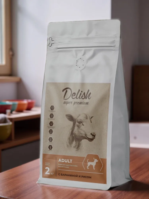Сухой корм Delish Super Premium для собак мелких пород Баранина с рисом, 2кг