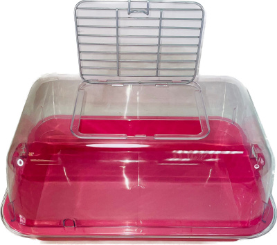 Клетка-террариум Зооэкспресс, для грызунов с метал. дверкой, 33х24х15, малый, розовый