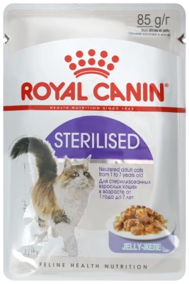 Влажный корм Royal Canin Sterilised для стерилизованных кошек, кусочки в желе (28 паучей по 85 гр)