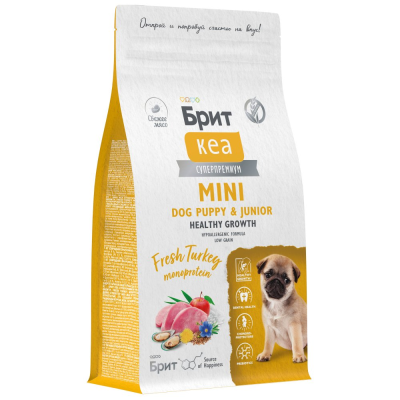 Сухой корм Брит Кеа MINI DOG PUPPY & JUNIOR.HEALTHY GROWTH.MONOPROTEIN для щенков с индейкой, 1,5кг