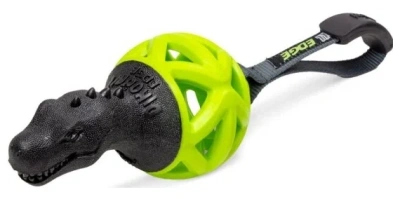 Игрушка для собак GiGwi "Dinoball" Динозавр с ручкой черно-зеленый 8см