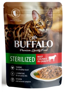 Влажный корм Mr. Buffalo sterilized для кошек Говядина в соусе 12*85г
