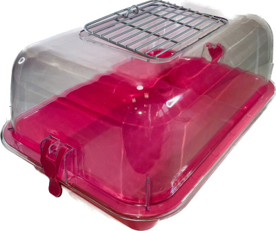 Клетка-террариум Зооэкспресс, для грызунов с метал. дверкой, 33х24х15, малый, розовый