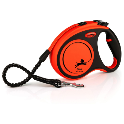 Поводок-рулетка Flexi Xtreme tape M 5m 35 kg black/ orange
