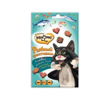 Лакомство для кошек, Мнямс Рыбный фестиваль Лосось, Креветки, Форель 50г