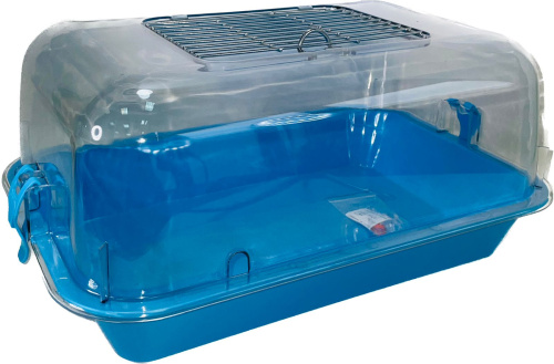 Клетка-террариум Зооэкспресс, для грызунов с метал. дверкой, 40х27х18, средний, голубой