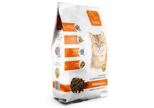 Сухой корм CLAN CLASSIC Delicious для кошек, индейка-белая рыба 1,25 кг