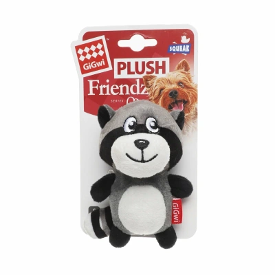Игрушка мягкая для собак GiGwi PLUSH FRIENDZ "Енот с пищалкой", 120мм