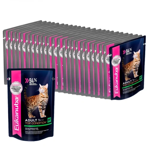 Eukanuba Cat Adult Top Condition Консервированный корм для кошек, говядина, 24 х 85 г
