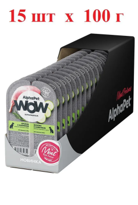 Влажный корм Alphapet WoW Superpremium для взрослых собак кролик с кабачком 15*100 г