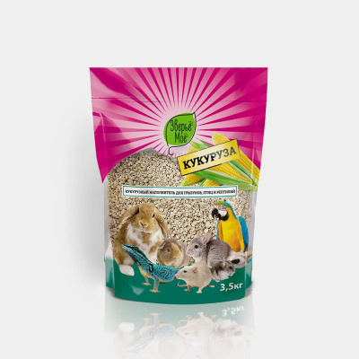 Зверьё моё Наполнитель для грызунов, птиц, рептилий Кукуруза 3,5кг