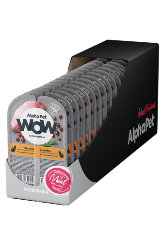 Влажный корм Альфа Пет WOW для стерилизованных кошек нежные ломтики в соусе Индейка 15*80г