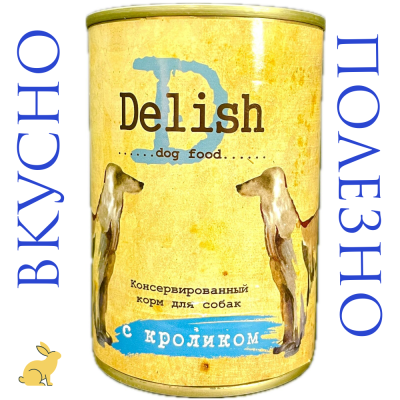 Влажный корм Delish для собак кролик 6*400 гр