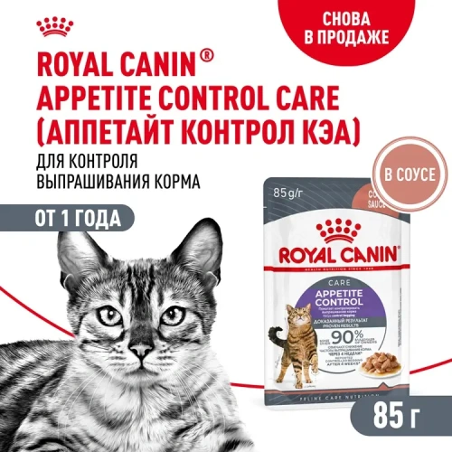 Влажный корм Royal Canin Appetite Control Care для кошек, контроль выпрашивания корма в соусе, 85гр