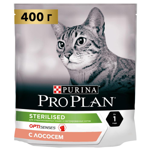 Purina PRO PLAN Sterilised OptiSenses Сухой корм для стерилизованных кошек с лососем, 400 г