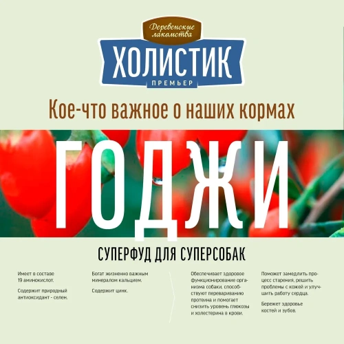 Сухой корм Деревенские лакомства Холистик Премьер для щенков курица с рисом 1кг
