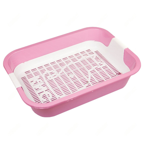 Зооэкспресс 11161 Туалет с сеткой и рамкой-бортиком "МЕГАКИС" (розовый, 42 х 30 х 11)