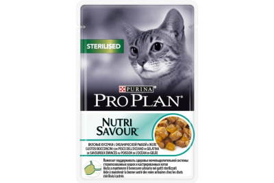 Purina PRO PLAN Sterilised Консервированный корм для стерилизованных кошек, океаническая рыба в желе, 85 г