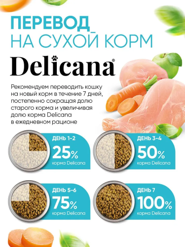 Сухой корм DELICANA для стерилизованных кошек и кастрированных котов с кроликом 0,4кг