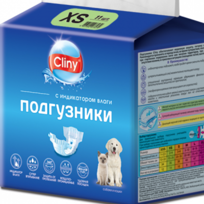 Подгузники Экопром Cliny K201 для собак и кошек XS 2-4кг 11шт