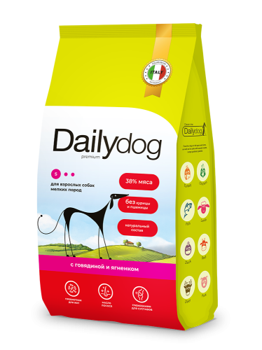 Сухой корм Dailydog для взрослых собак мелких пород с говядиной и ягненком 3 кг