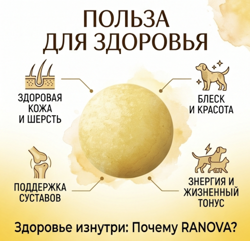Лакомство для кошек и собак, сублимированный желток перепелиного яйца, 80 г., Ranova